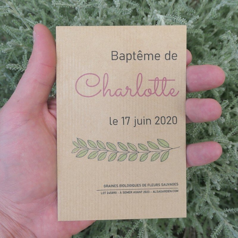 Sachet de Graines a semer Kraft, Cadeau Invité Baptême, baby-shower, Mariage  -  France